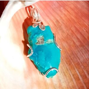 Genuine Turquoise Pendant Sterling Silver